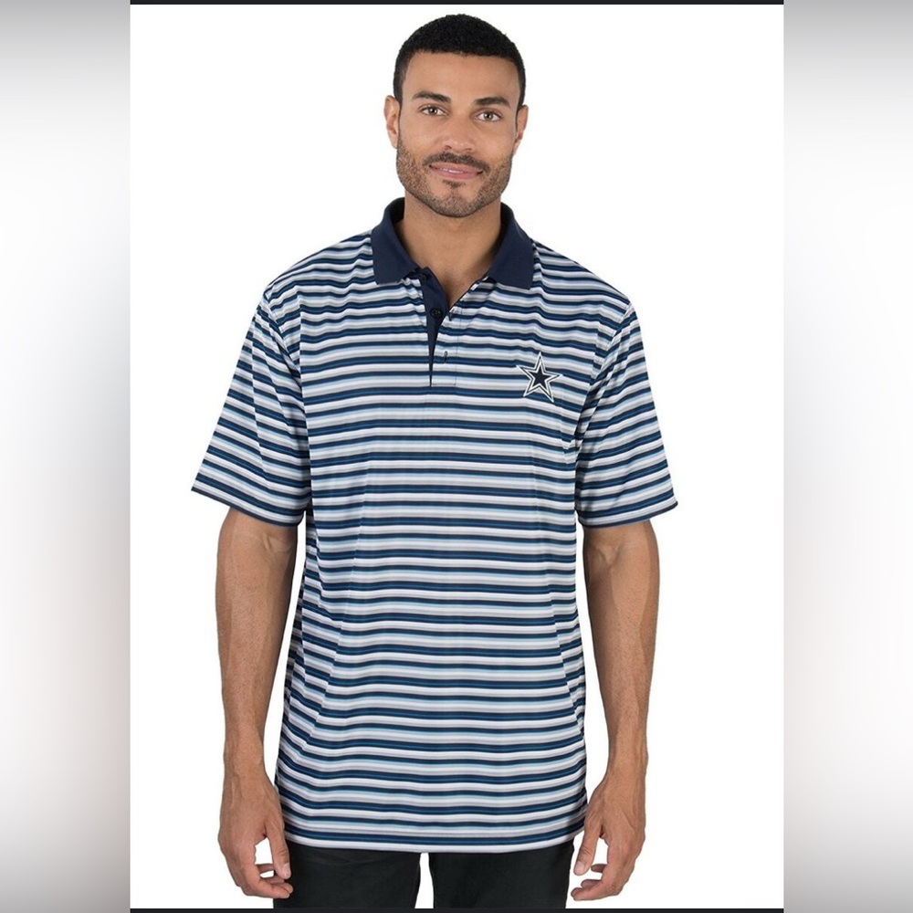 DALLAS COWBOYS MENS NFL DAYTON STRIPED SHORT SLEEVE POLO LARGE TEAM LOGO XL NWOT